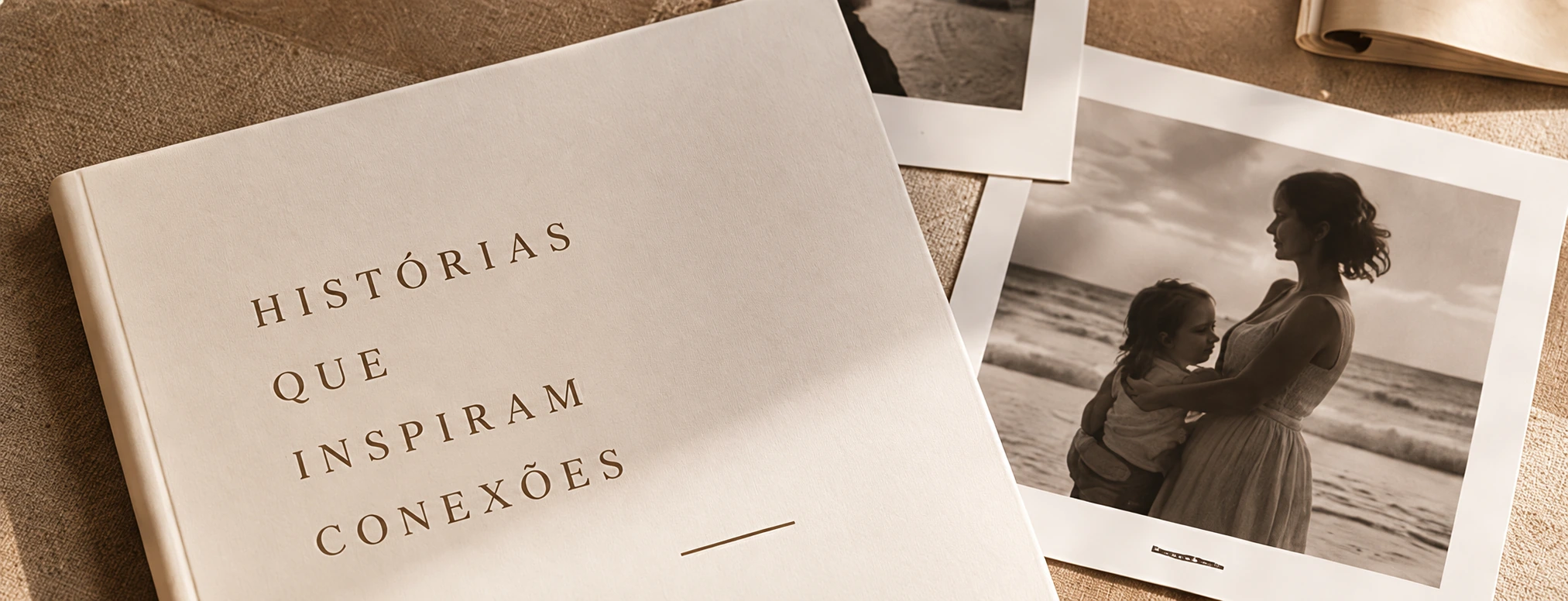 Media Kit Signature aberto, com fotografias de mãe e criança.